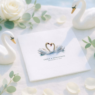 Serviette En Papier Noms de cygnes élégants Date de mariage