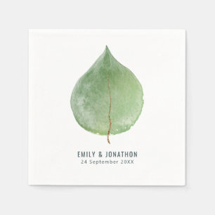 Serviette En Papier Noms de feuille d'eucalyptus vert unique Date Mari