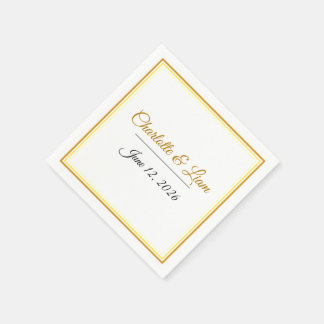 Serviette En Papier Noms de mariage minimalistes élégants personnalisé
