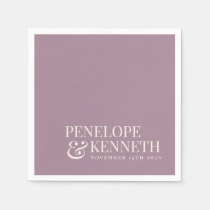 Serviette En Papier Noms de mariage personnalisés violet poussiéreux é