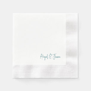 Serviette En Papier Noms de script personnalisés sarcelle Mariage 