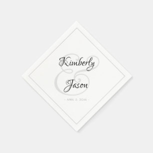 Serviette En Papier Noms De Son Script, Bordure Grise Vs 2 Mariage