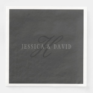 Serviette En Papier Noms et monogrammes élégants   Gris foncé et gris