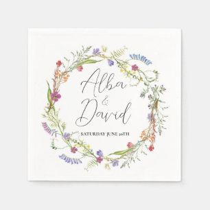 Serviette En Papier Noms Mariages de serviettes Fleur sauvage Floral