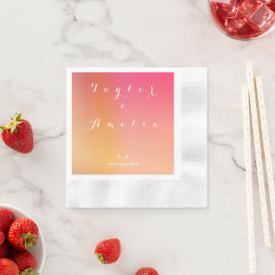 Serviette En Papier Noms Monogramme Dégradé Minimal Mariage