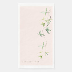 Serviette En Papier Noms personnalisés Foliage Blush Mariage élégant