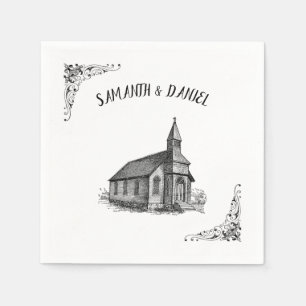 Serviette En Papier Noms personnalisés Rustic Church Mariage Napkins