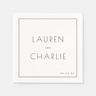 Serviette En Papier Noms Typographiques Noirs Élégants