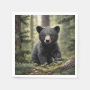 Serviette En Papier North Woods Little Black Bear Cube Papier Napkin