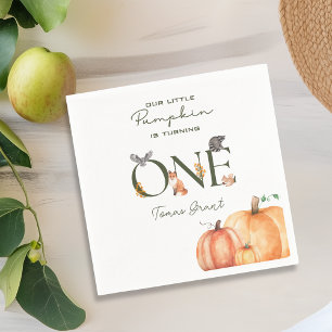 Serviette En Papier Nos petits animaux Citrouilles de bois 1er anniver