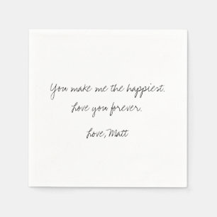 Serviette En Papier Note d'amour manuscrite   Mariage à touche personn