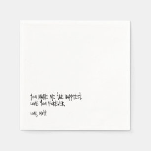 Serviette En Papier Note d'amour manuscrite   Mariage à touche personn