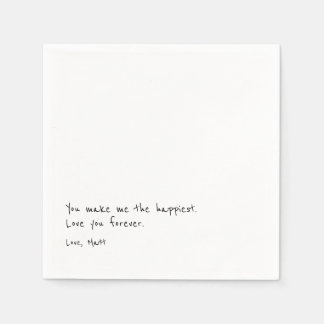 Serviette En Papier Note d'amour manuscrite | Mariage avec une touche