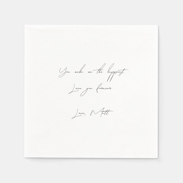 Serviette En Papier Note d'amour manuscrite | Mariage tactile personne (Devant)