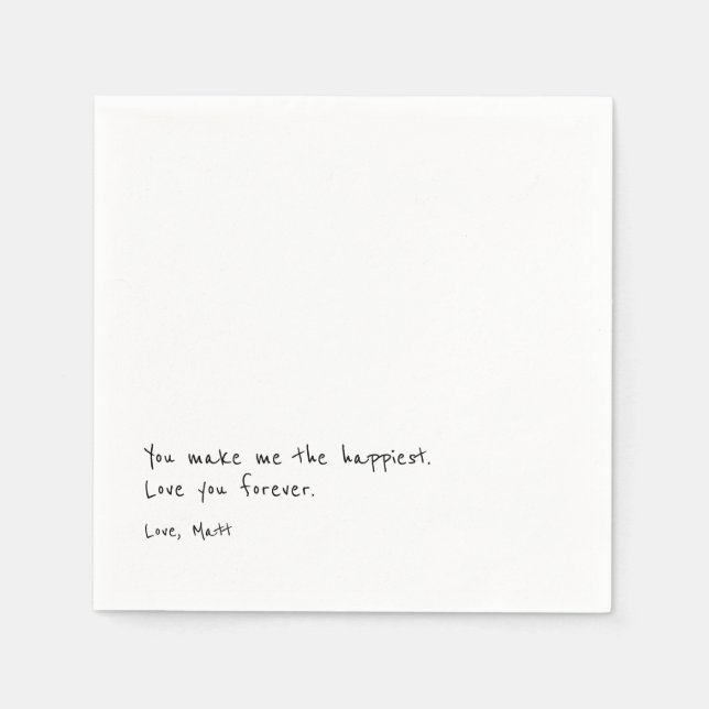Serviette En Papier Note d'amour manuscrite | Mariage tactile personne (Devant)