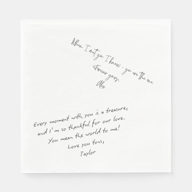 Serviette En Papier Note d'amour personnalisée Téléchargez votre propr (Devant)