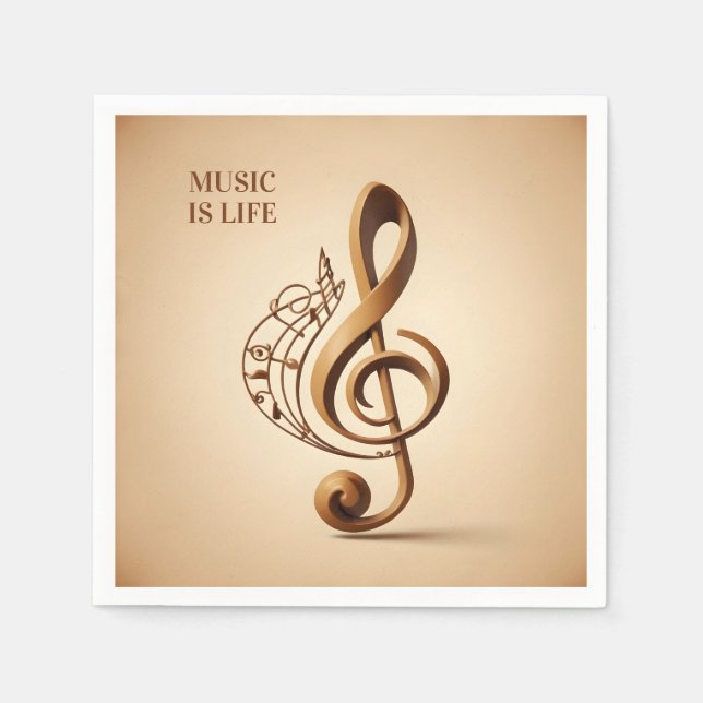 Serviette En Papier Note de clic musicale de texte personnalisé (Devant)