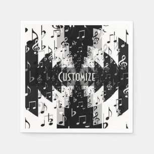 Serviette En Papier Notes de musique Echo noir et blanc Napkins