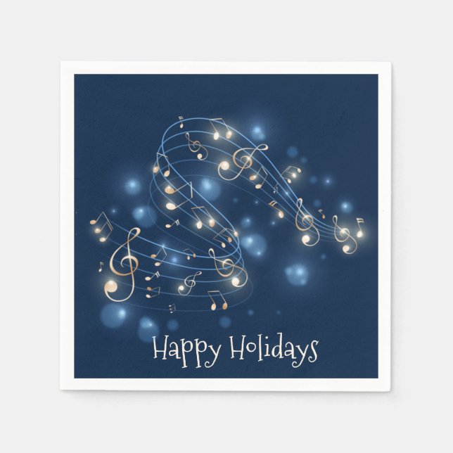 Serviette En Papier Notes de musique et feux de Noël (Devant)