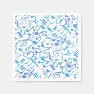 Serviette En Papier Notes de musique et symboles Motif bleu.b