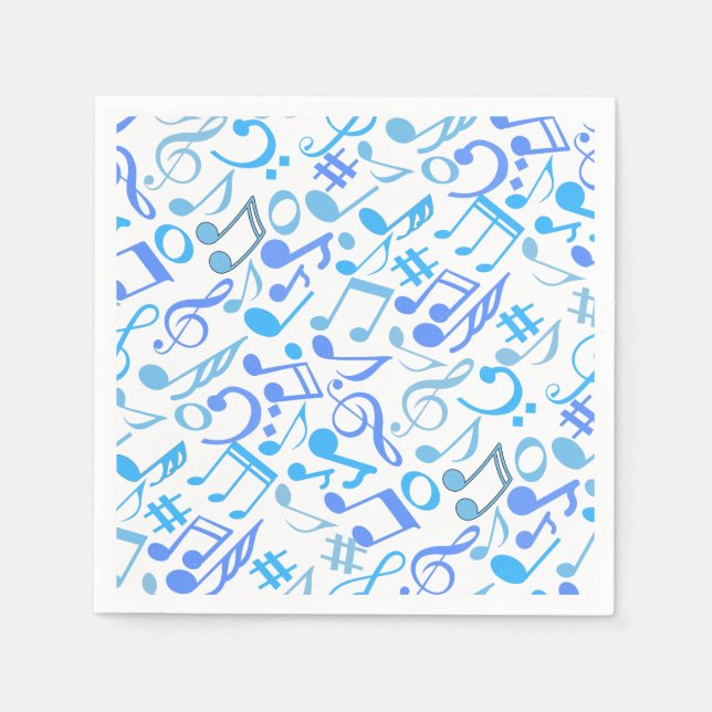 Serviette En Papier Notes de musique et symboles Motif bleu.b (Devant)