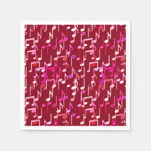 Serviette En Papier Notes de musique imprimées - bordeaux, multicolore