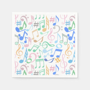 Serviette En Papier Notes et symboles musicaux Motif pastel.w