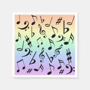 Serviette En Papier Notes musicales amusantes Rainbow Party Napkins