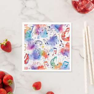 Serviette En Papier Notes musicales d'aquarelle
