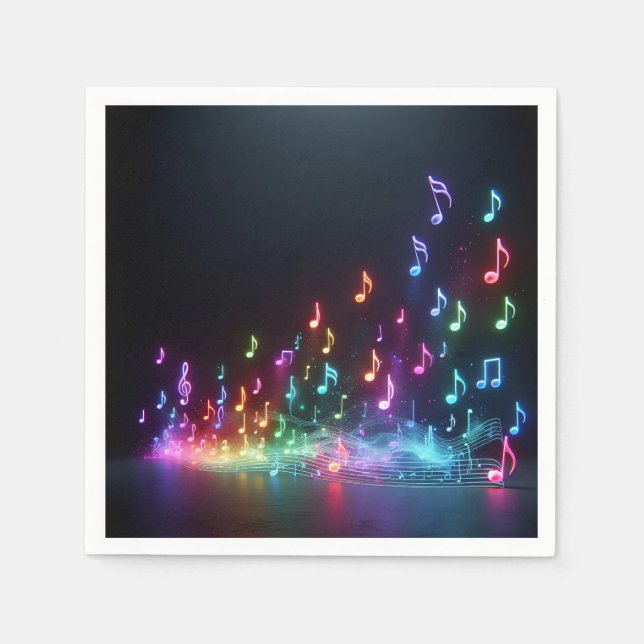 Serviette En Papier Notes musicales de Danse Neon (Devant)