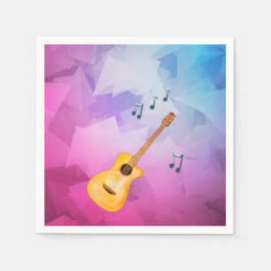 Serviette En Papier Notes musicales de guitare acoustique Contexte géo