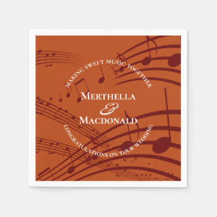 Serviette En Papier Notes musicales de la Bourgogne moderne Mariage Pa