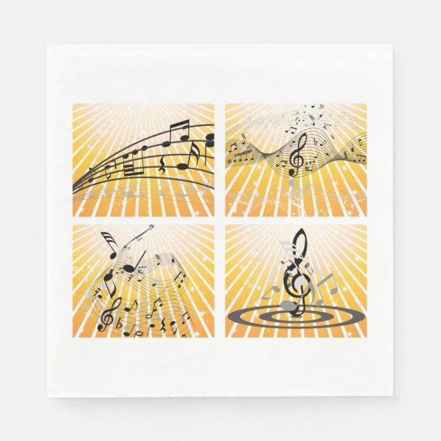 Serviette En Papier Notes musicales multiples (Devant)