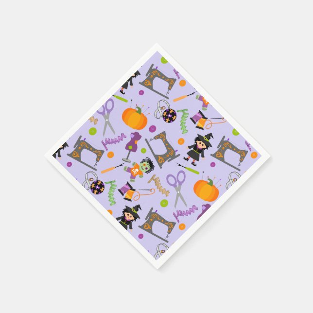 Serviette En Papier Notions de couture de la marmite d'Halloween (Coin)