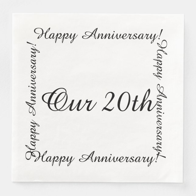 Serviette En Papier Notre 20e anniversaire heureux (Devant)