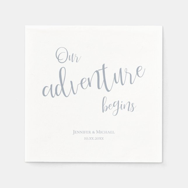 Serviette En Papier Notre aventure commence mariage de typographie ble (Devant)