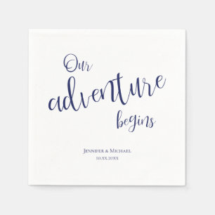 Serviette En Papier Notre aventure commence mariage de typographie ble