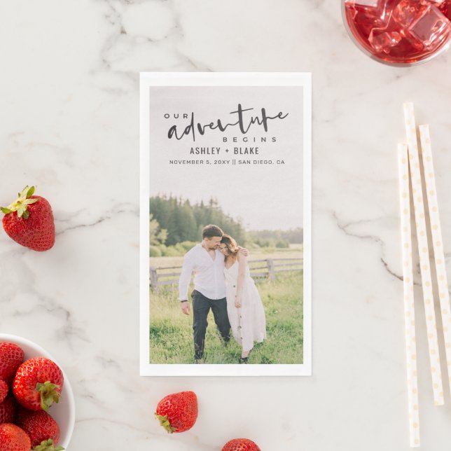 Serviette En Papier Notre aventure commence Script Photo Enregistrer l (En situation)