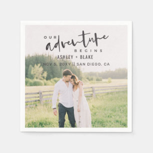 Serviette En Papier Notre aventure commence Script Photo Enregistrer l