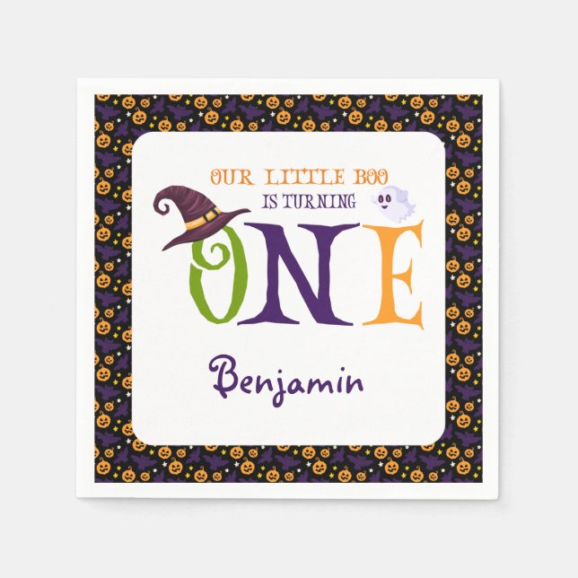 Serviette En Papier Notre Petit Boo Turner Un, Halloween 1Er Anniversa (Devant)