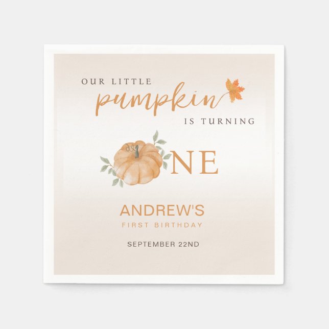 Serviette En Papier Notre Petit Citrouille Automne automne 1er anniver (Devant)