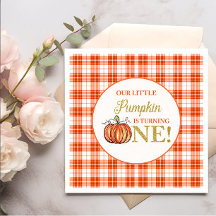Serviette En Papier Notre Petit Citrouille Floral Plaid 1er anniversai