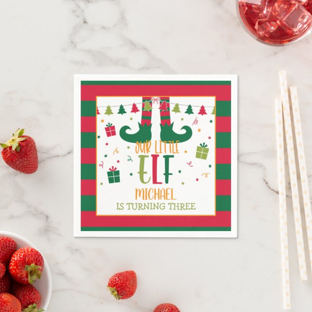 Serviette En Papier Notre Petit Elfe Anniversaire Serviettes de fête - (En situation)