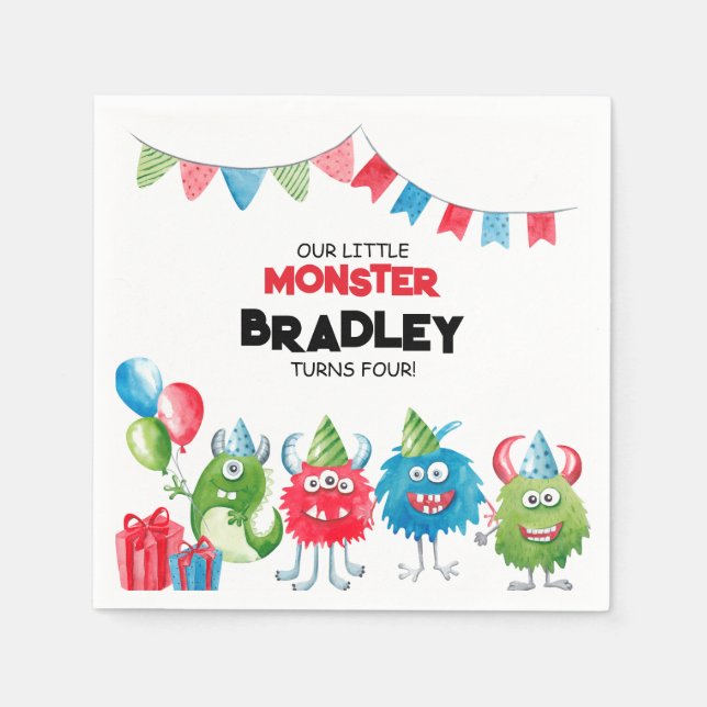 Serviette En Papier Notre petit monstre | Photo fête d'anniversaire (Devant)
