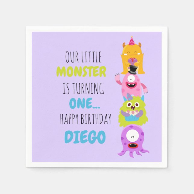 Serviette En Papier Notre petit monstre tourne une serviette (Devant)
