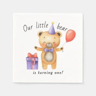 Serviette En Papier Notre petit ours fête son premier anniversaire