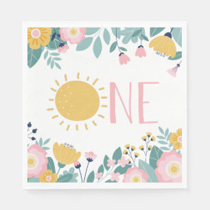 Serviette En Papier Notre Petit Soleil Floral, Pink Strithday N