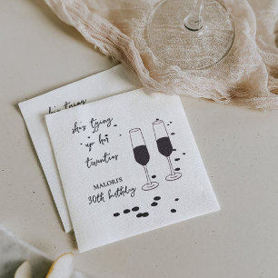 Serviette En Papier Nouer ses 20 ans Black Champagne 30e anniversaire