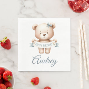 Serviette En Papier Nounours ours en peluche avec Joyeux Anniversaire