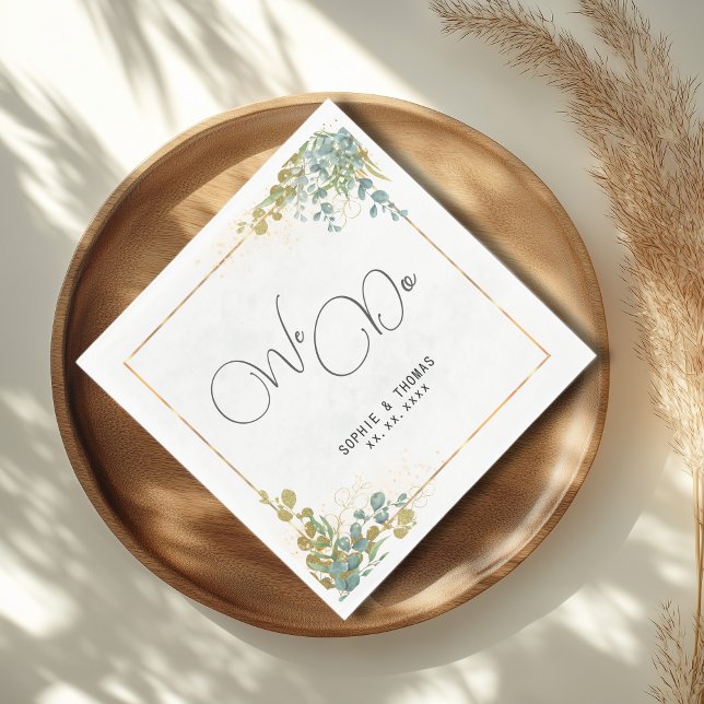 Serviette En Papier Nous faisons Green et or eucalyptus mariage aquare (Créateur téléchargé)